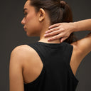 Women Elevated Flared Tank Top Black