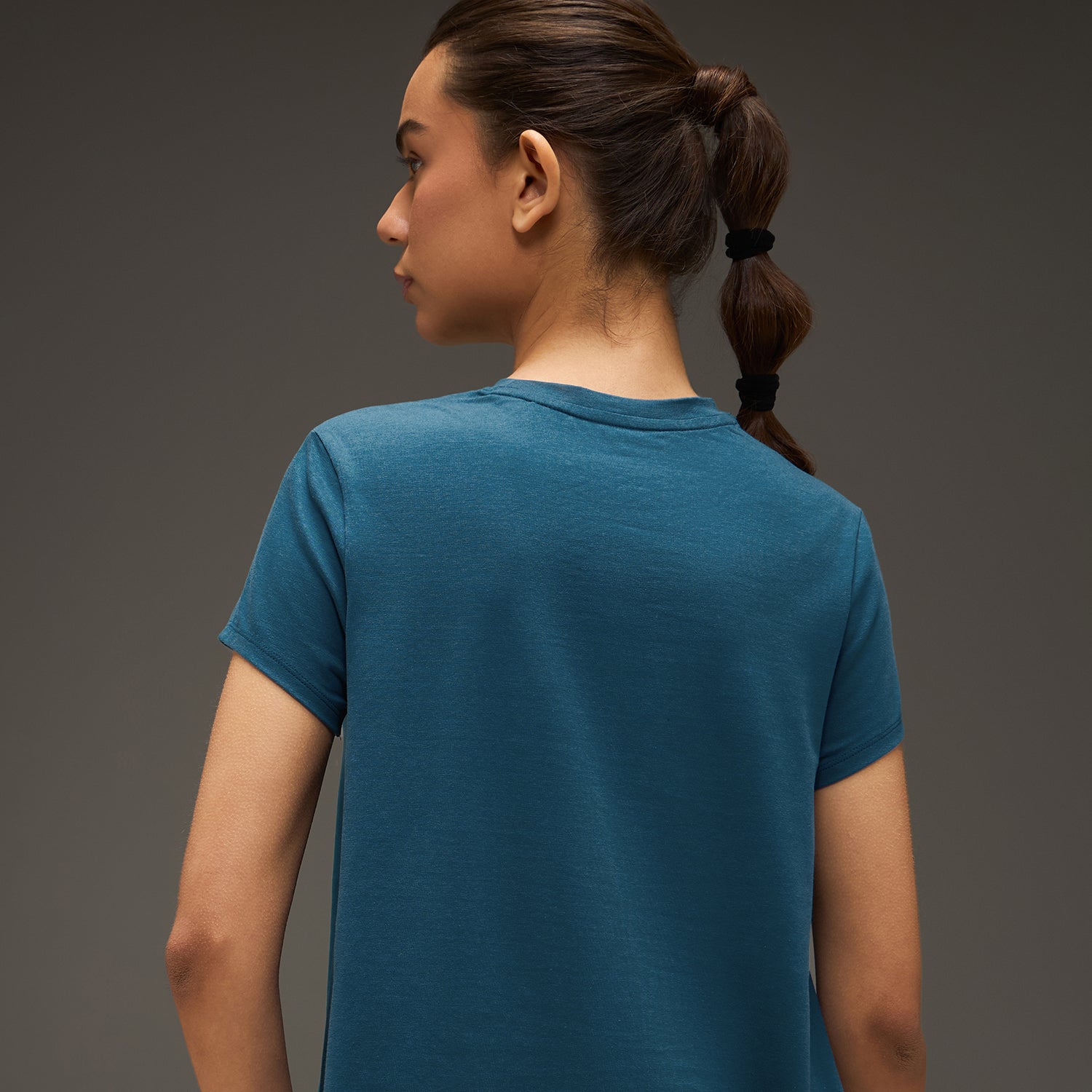 Women Essential Flared Cotton T-Shirt Airforce Blue