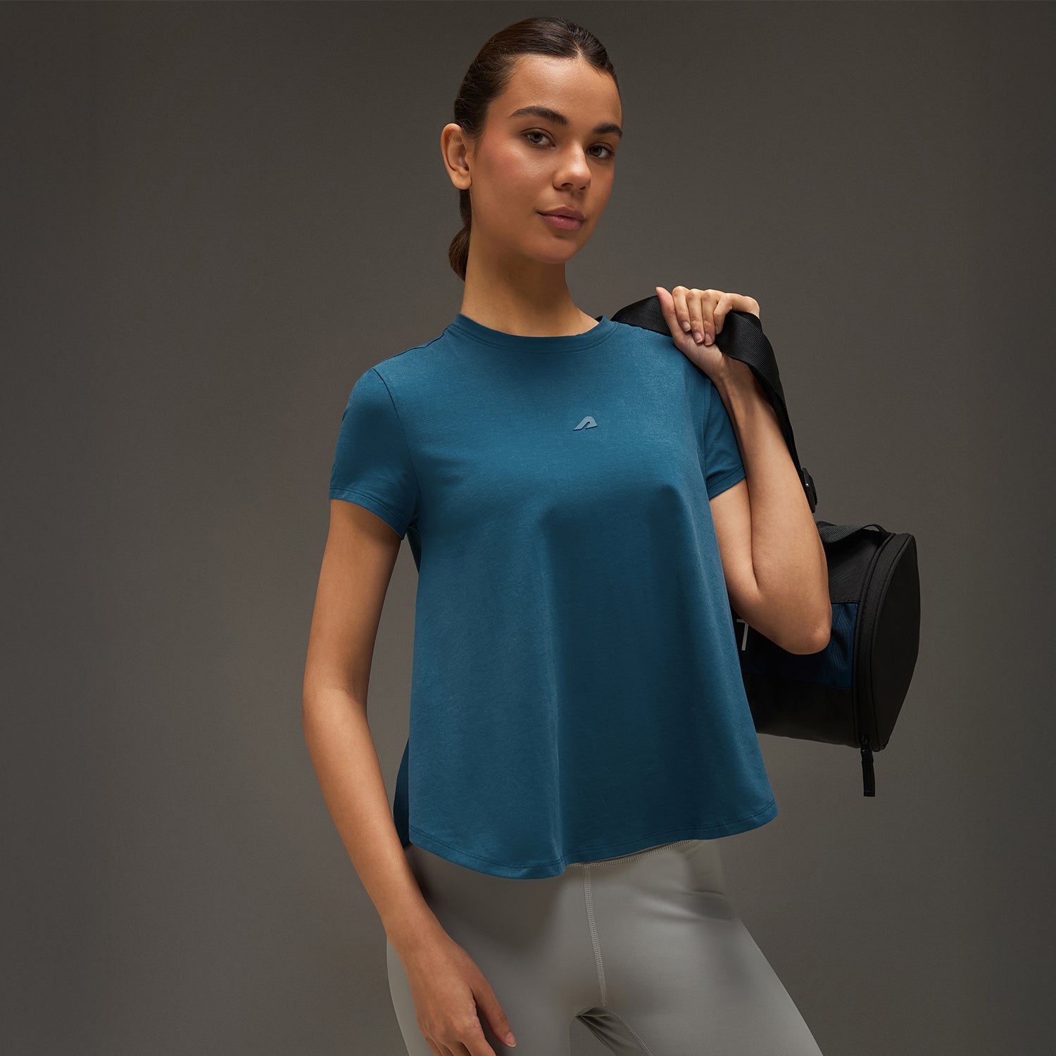 Women Essential Flared Cotton T-Shirt Airforce Blue