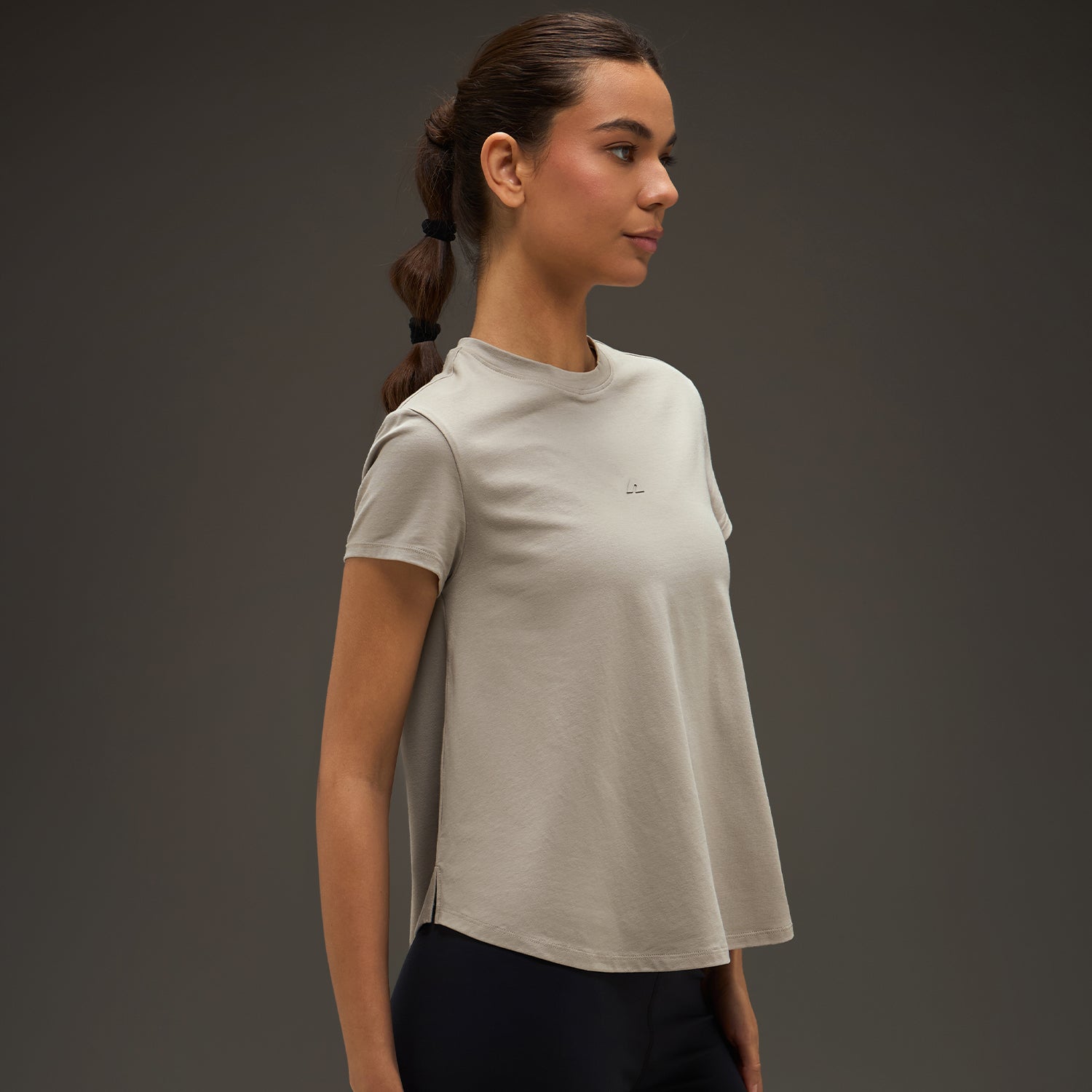 Women Essential Flared Cotton T-Shirt Beige