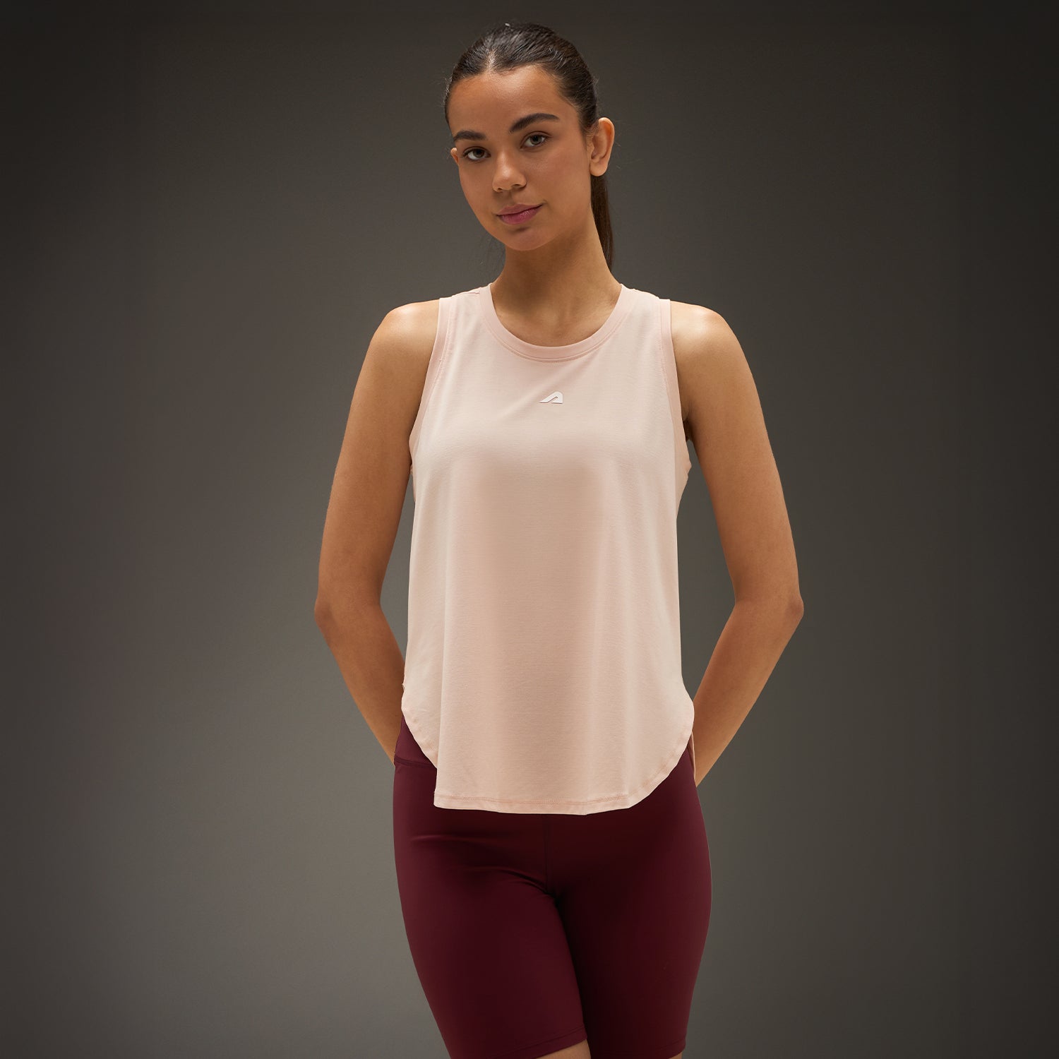 Women Elevated Flared Tank Top Soft Pink