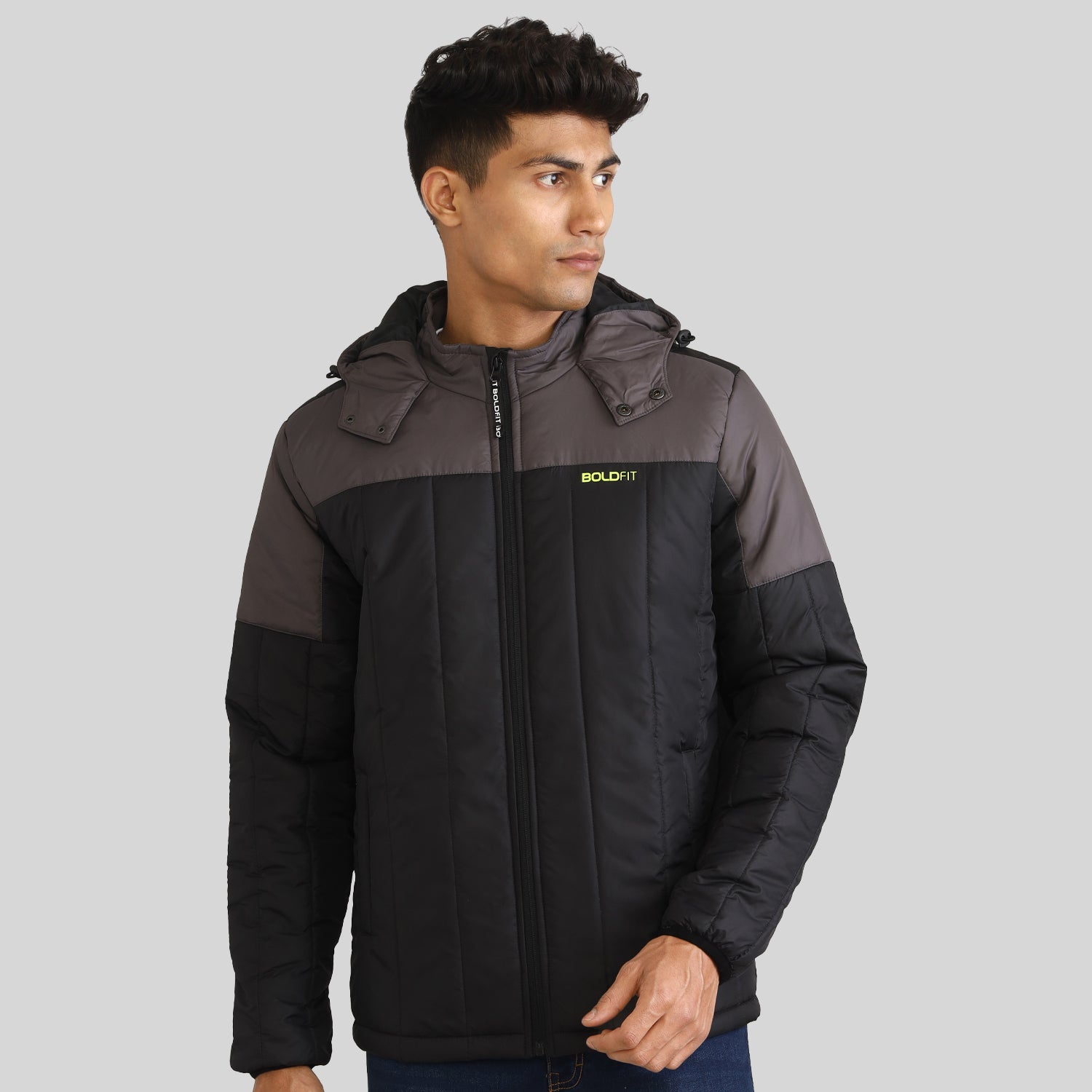 Mens Winter Bomber Jacket - Black/Grey