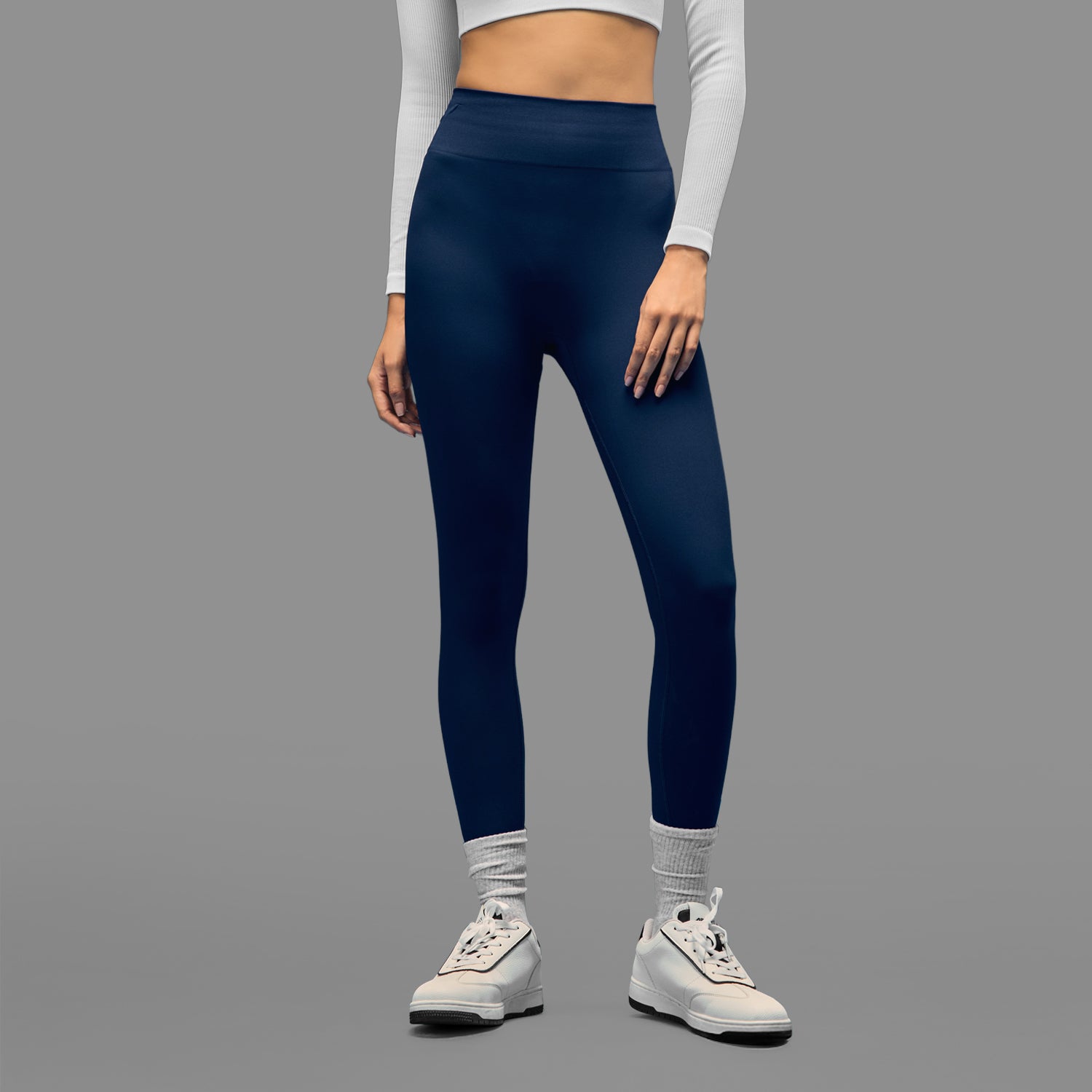 Limitless snatched ribbed waistband & Ruched back legging - NAVY BLUE