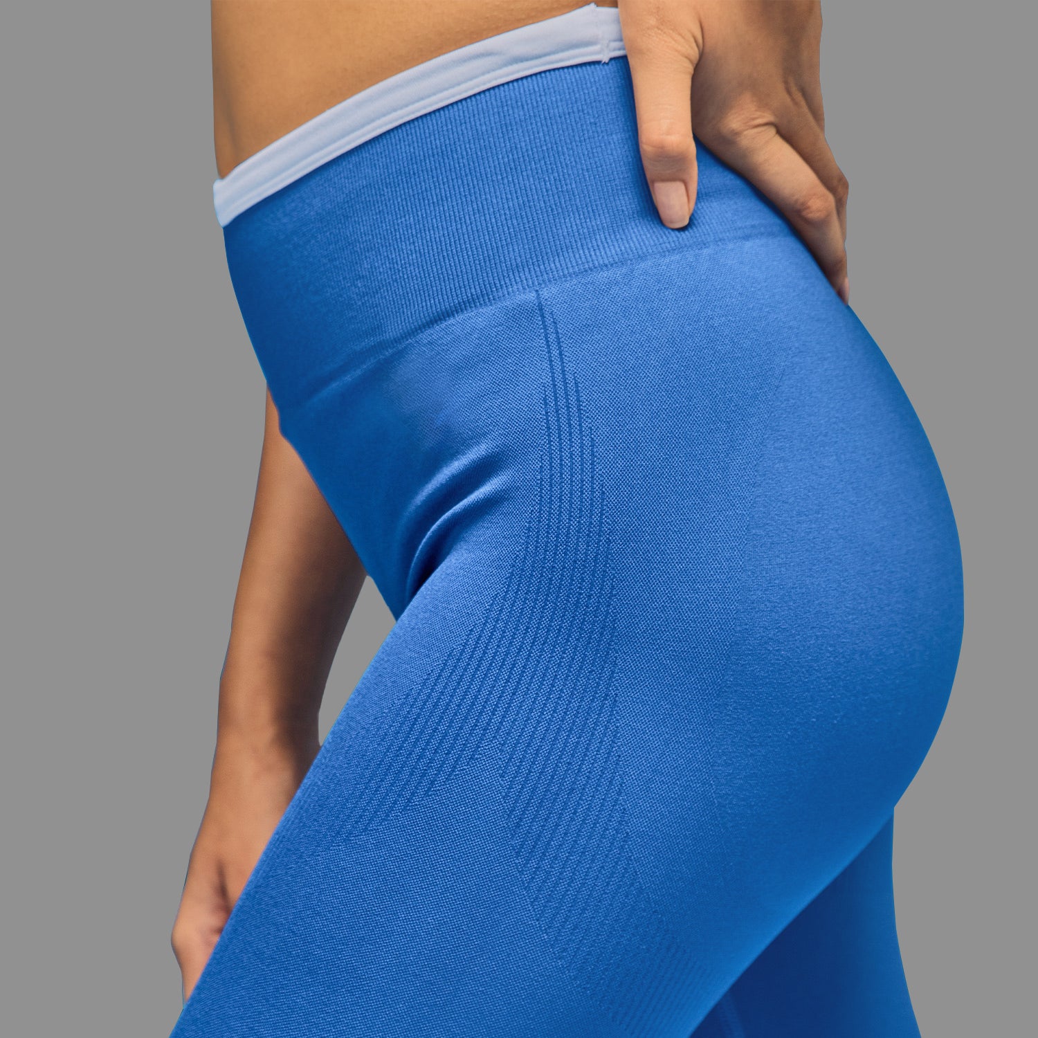 Limitless snatched Ribbed waistband jacquard pattern legging - ROYAL BLUE