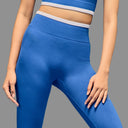 Limitless snatched Ribbed waistband jacquard pattern legging - ROYAL BLUE