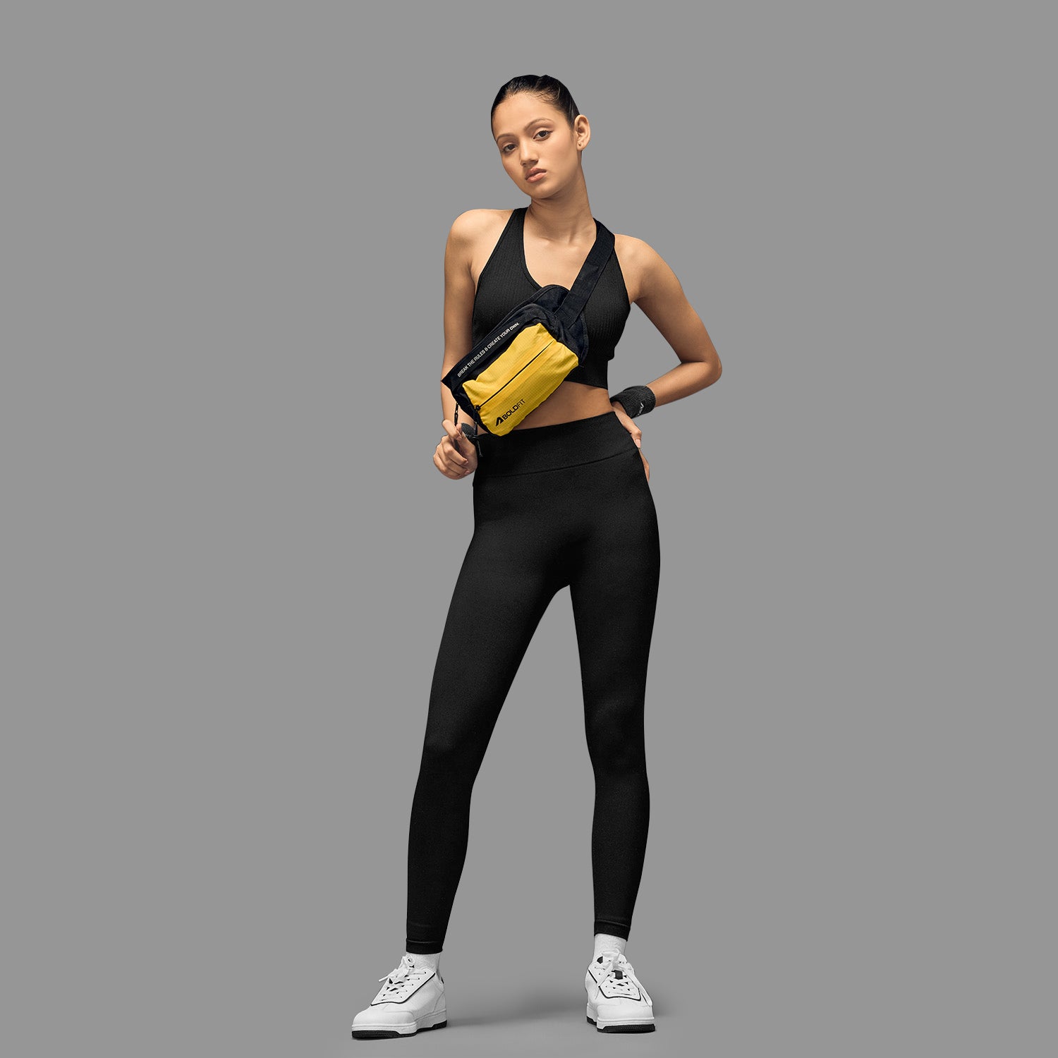 Limitless snatched ribbed waistband & Ruched back legging - BLACK