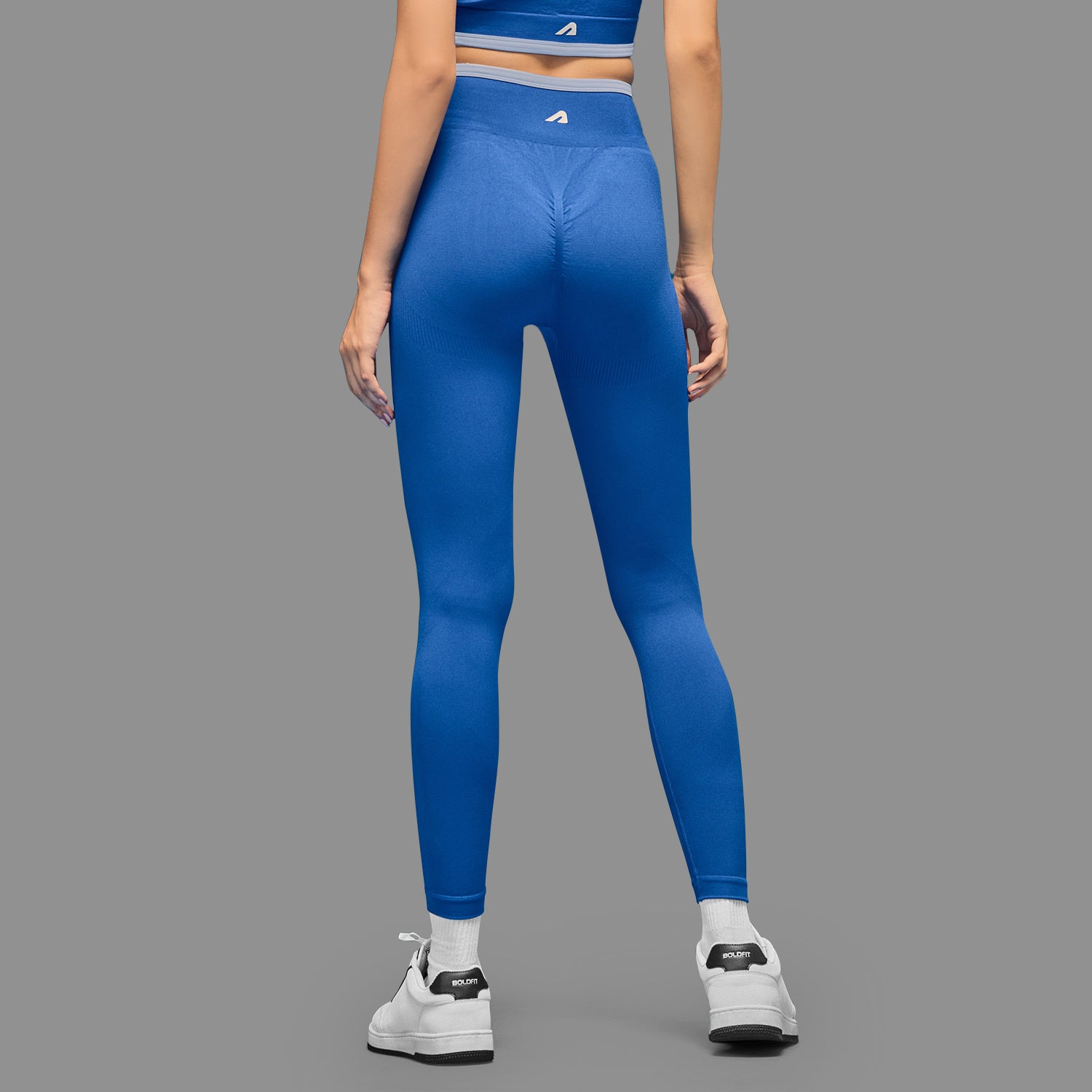 Limitless snatched Ribbed waistband jacquard pattern legging - ROYAL BLUE
