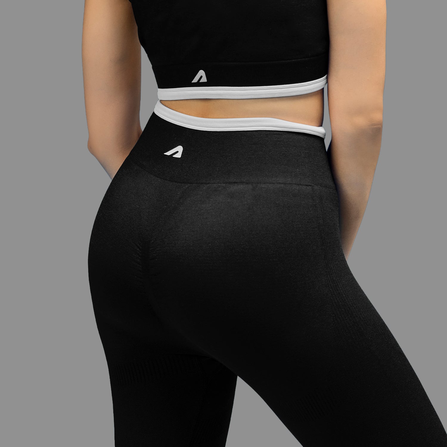 Limitless snatched Ribbed waistband jacquard pattern legging - BLACK