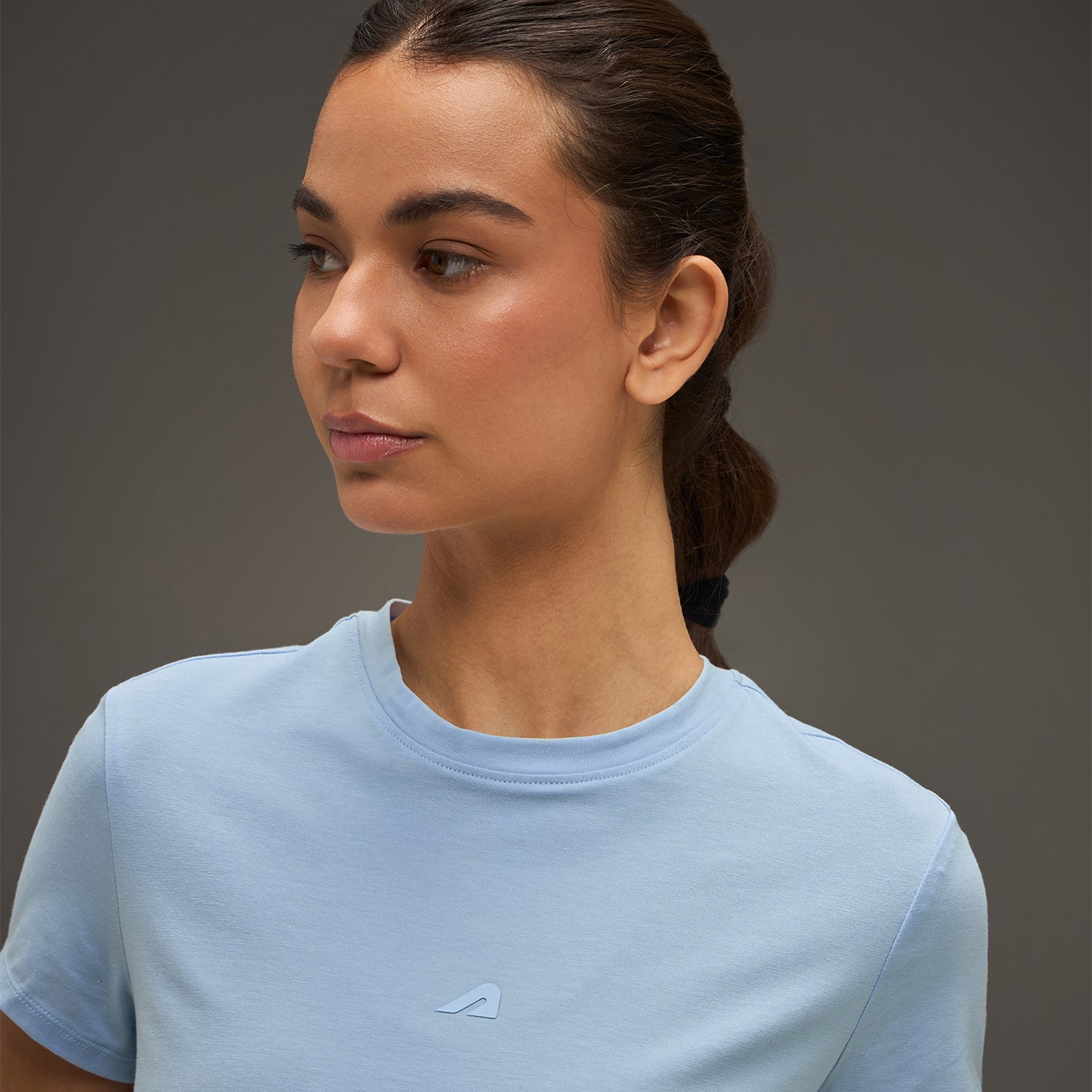 Women Essential Flared Cotton T-Shirt Light Blue