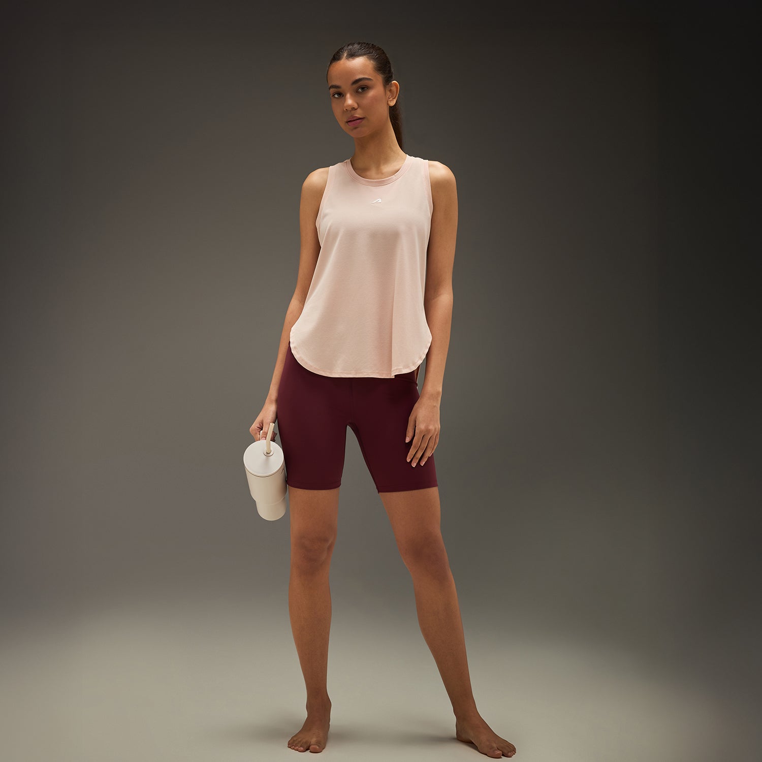 Women Elevated Flared Tank Top Soft Pink