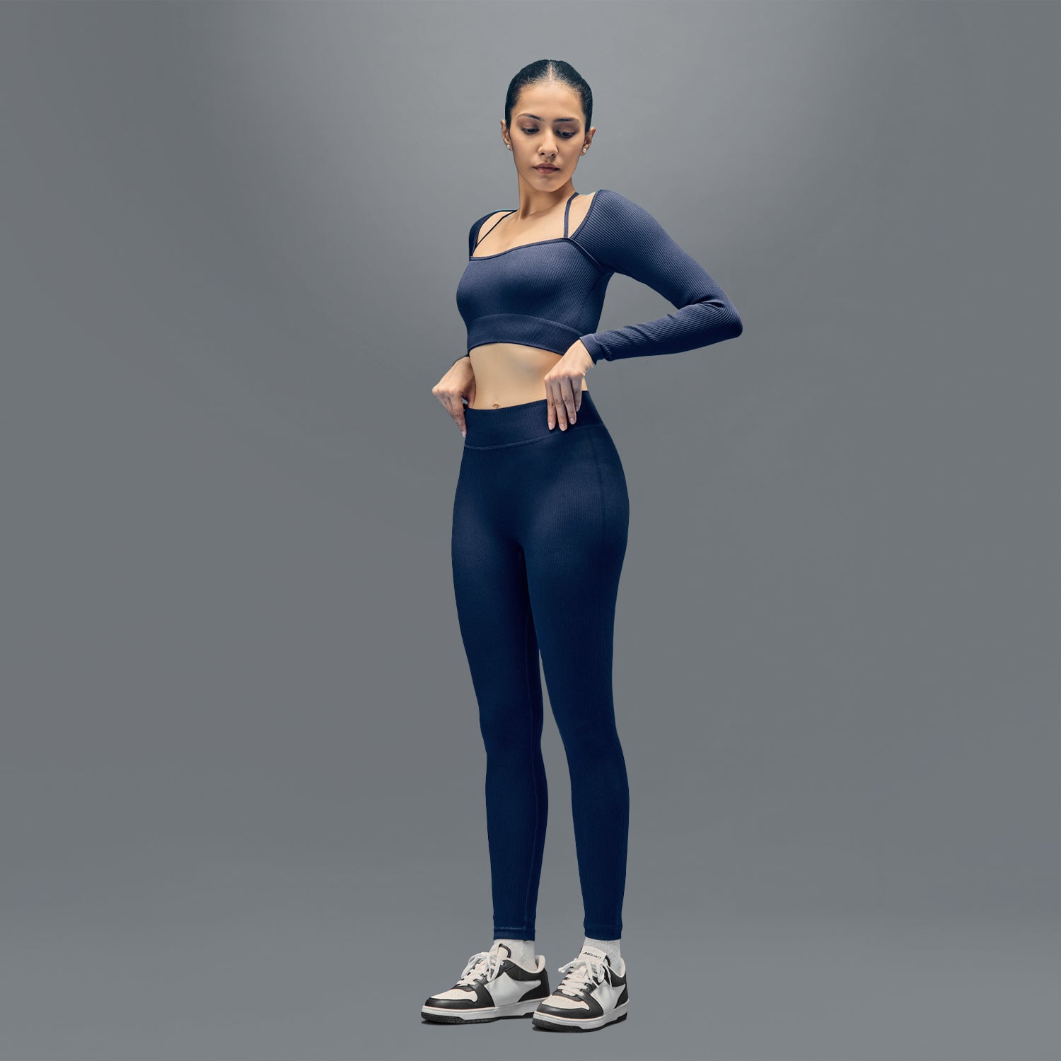 Limitless Snatched Ribbed Legging - Navy Blue