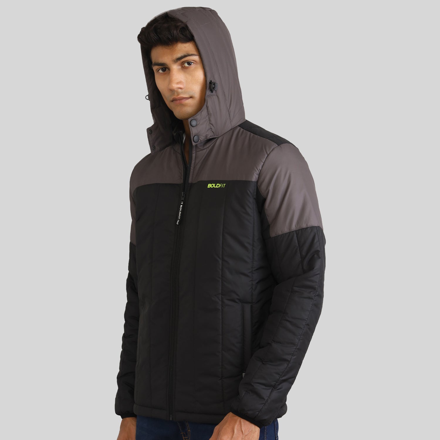 Mens Winter Bomber Jacket - Black/Grey