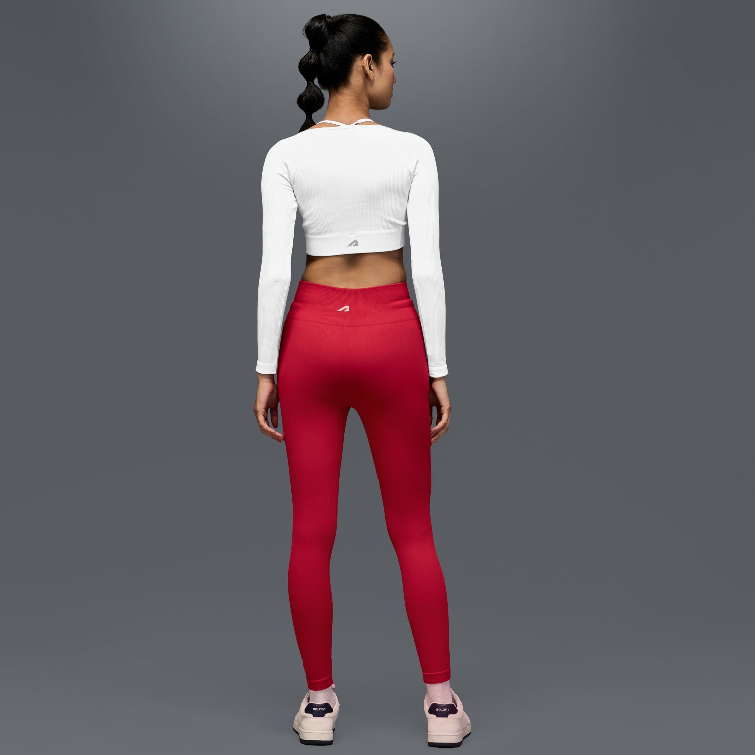 Limitless Snatched mid waisted ribbed Leggings - RED