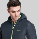 Mens Quilted Hooded Bomber Jacket - Navy