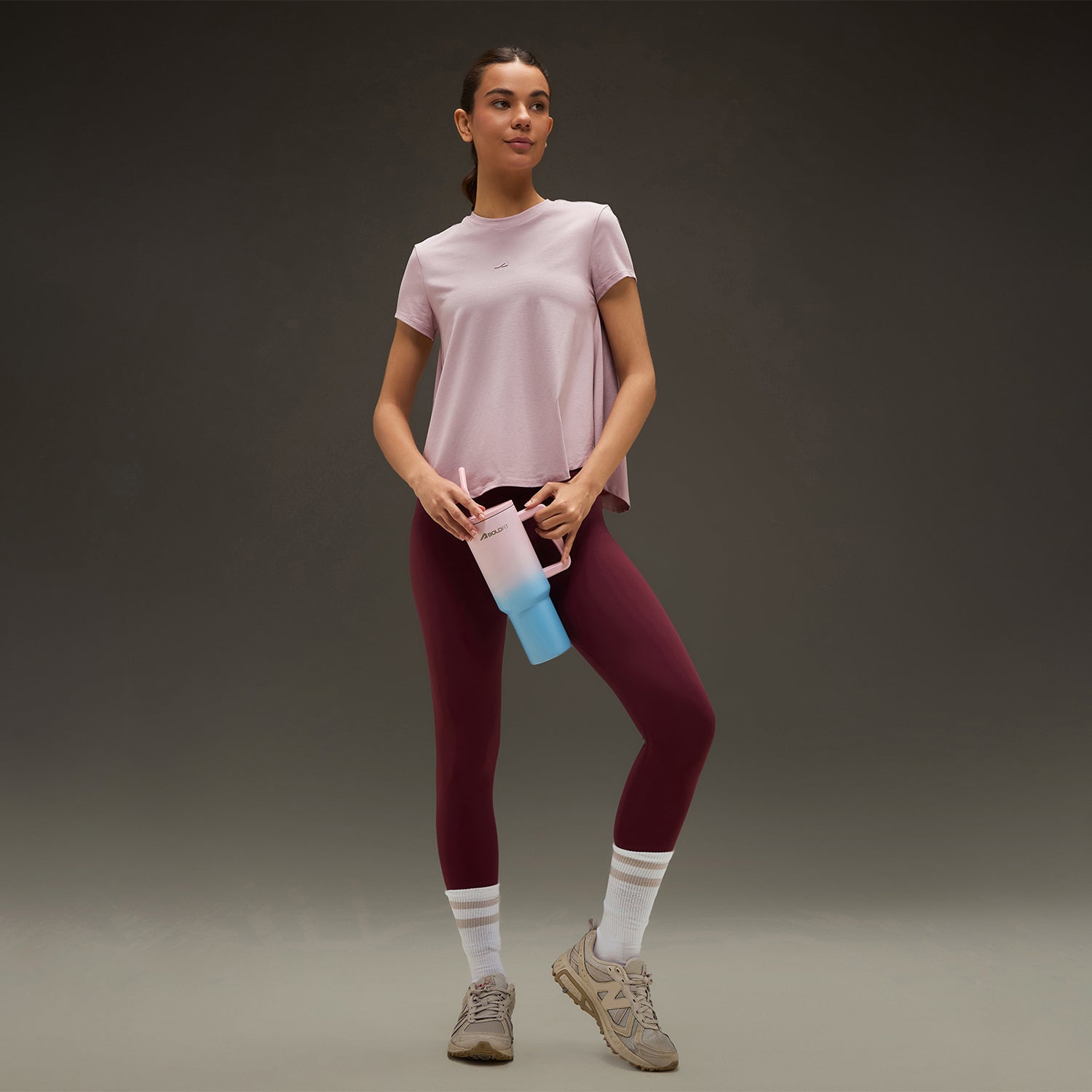 Women Essential Flared Cotton T-Shirt Soft Pink