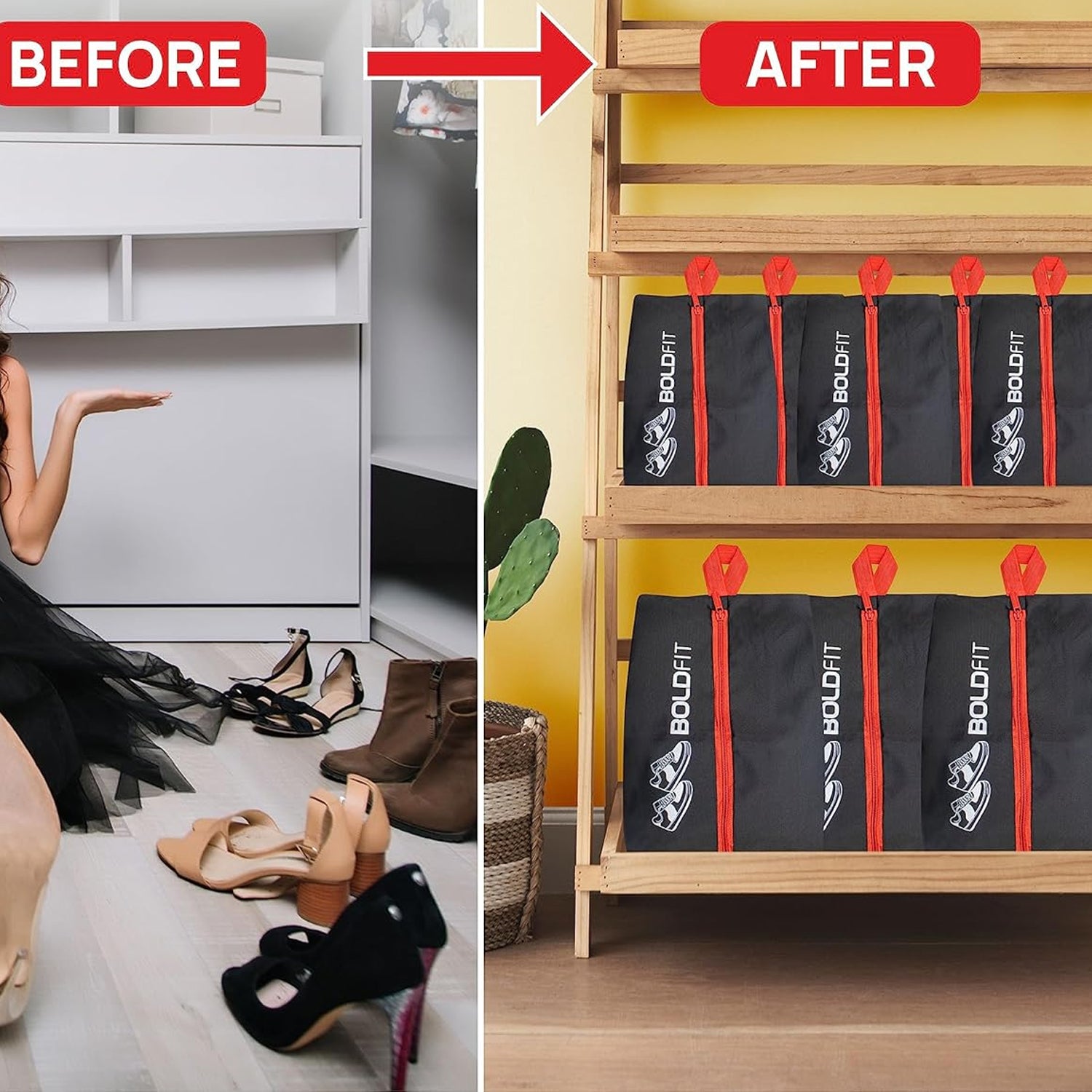 Shoe Bag with Zipper - Set of 3