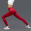 Limitless Snatched mid waisted ribbed Leggings - RED