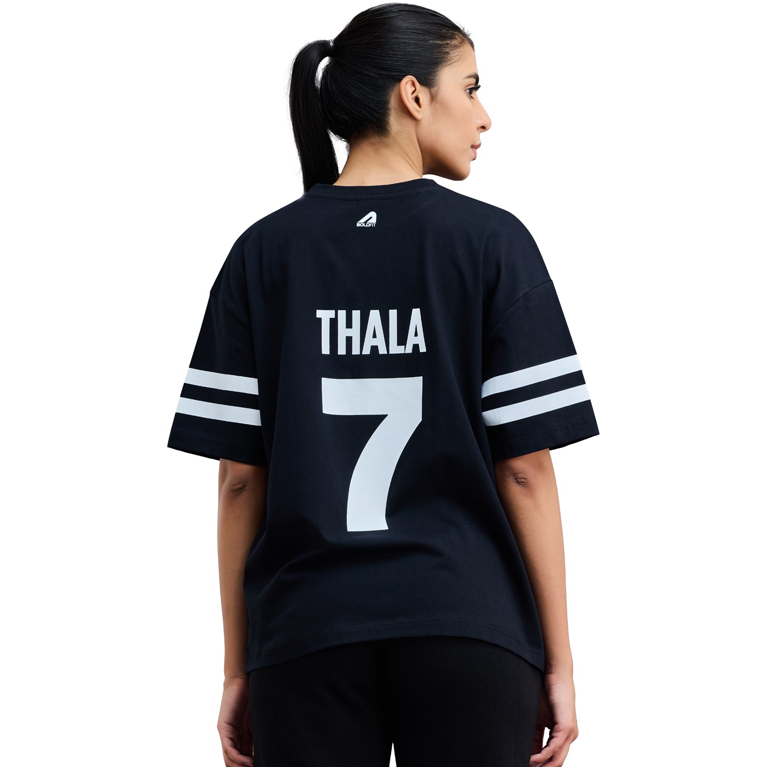 Official CSK Thala Womens Oversized T-Shirt - Black