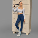 Limitless snatched ribbed waistband & Ruched back legging - NAVY BLUE