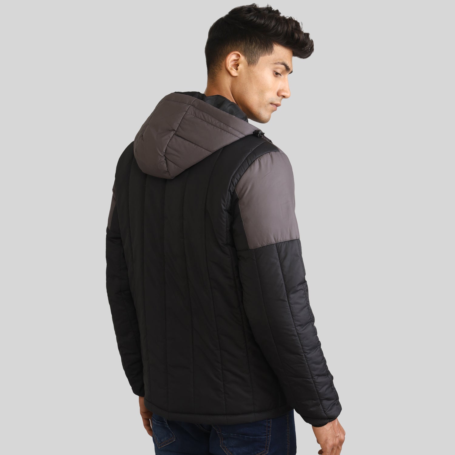 Mens Winter Bomber Jacket - Black/Grey