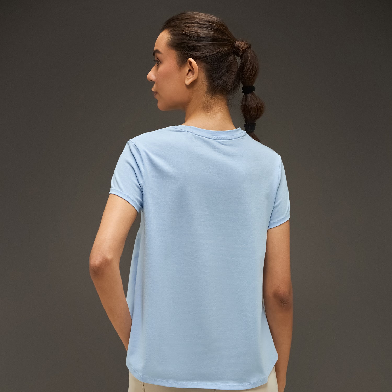 Women Essential Flared Cotton T-Shirt Light Blue