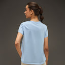 Women Essential Flared Cotton T-Shirt Light Blue