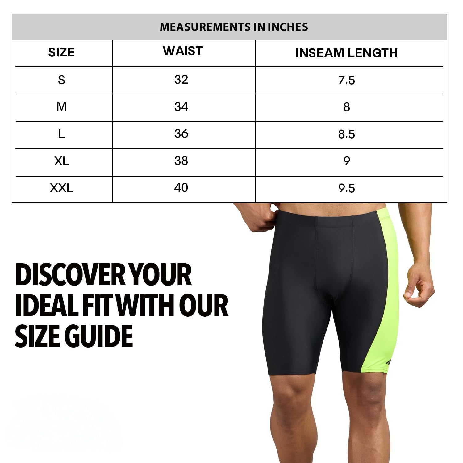 Swimwear Jammer for Men -  Black/Yellow