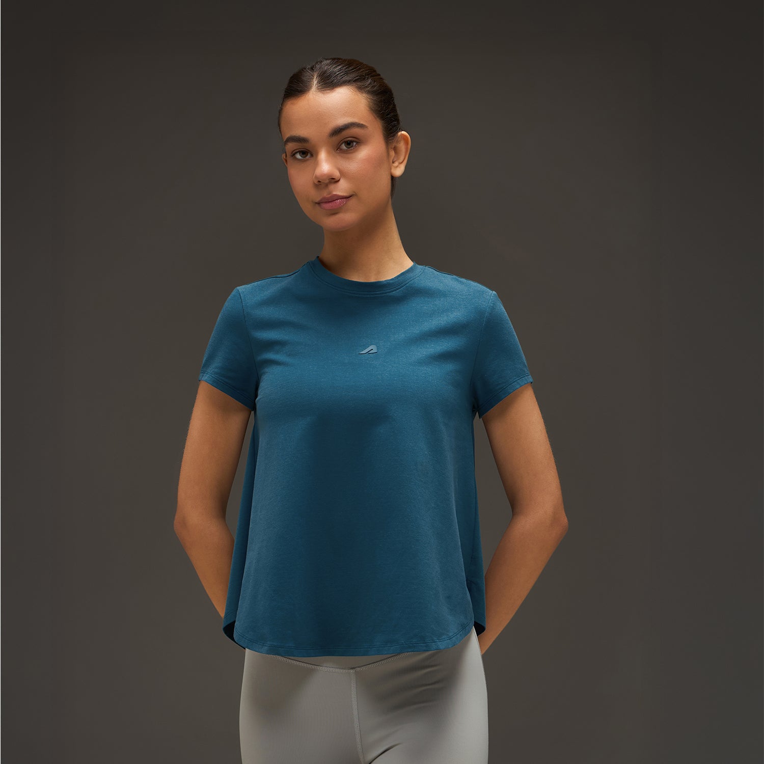 Women Essential Flared Cotton T-Shirt Airforce Blue