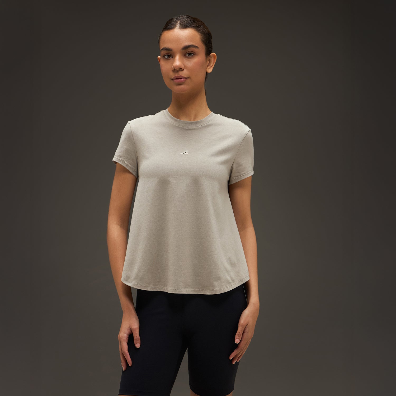 Women Essential Flared Cotton T-Shirt Beige