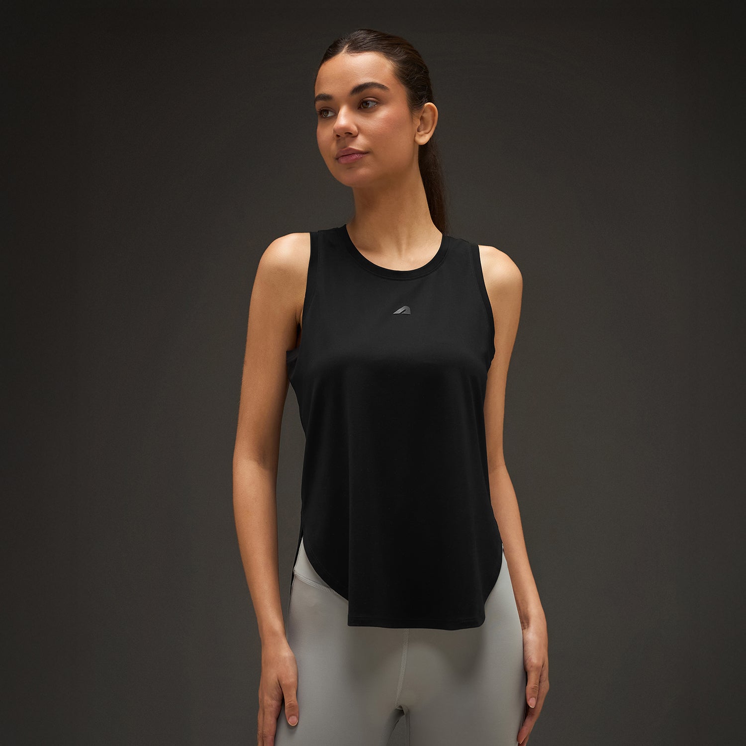 Women Elevated Flared Tank Top Black