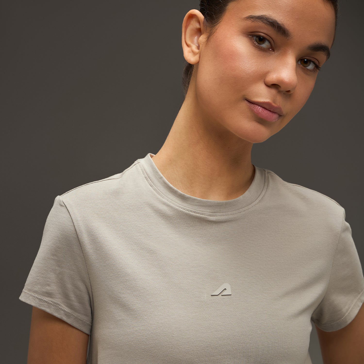 Women Essential Flared Cotton T-Shirt Beige