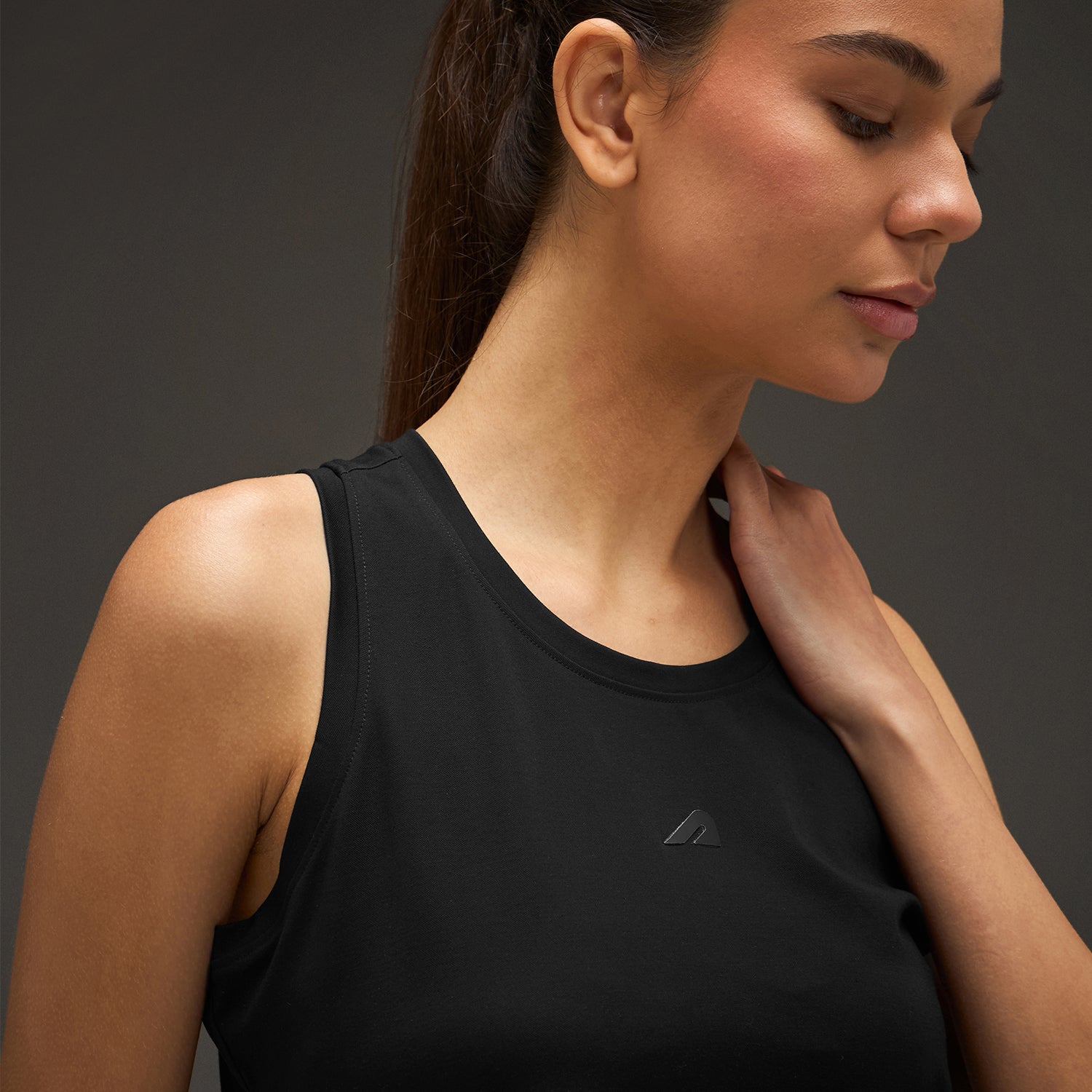 Women Elevated Flared Tank Top Black