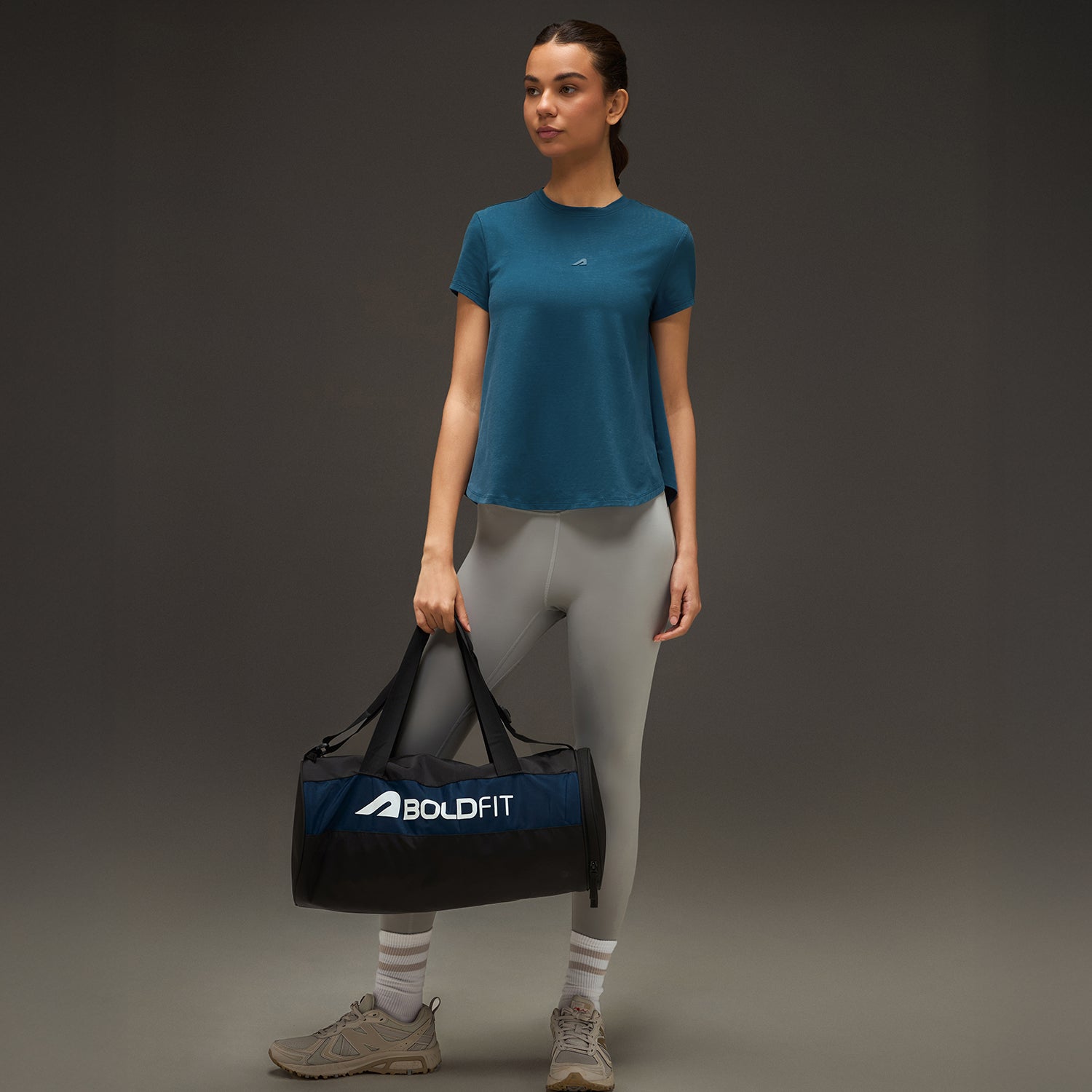 Women Essential Flared Cotton T-Shirt Airforce Blue