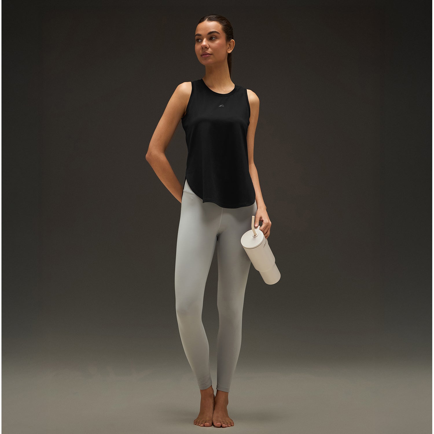 Women Elevated Flared Tank Top Black