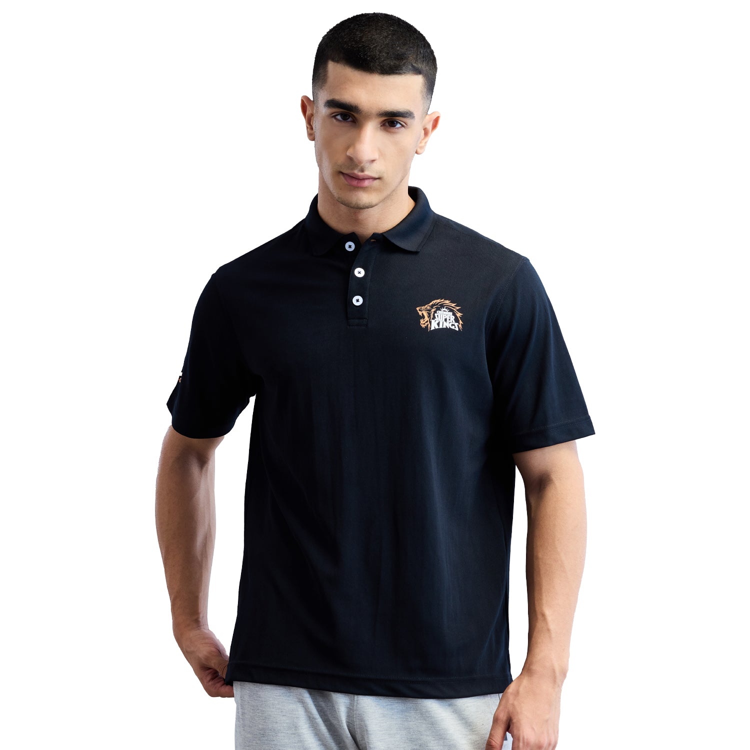 Official CSK Mens Polo T-shirt Black – Boldfit - Main Image