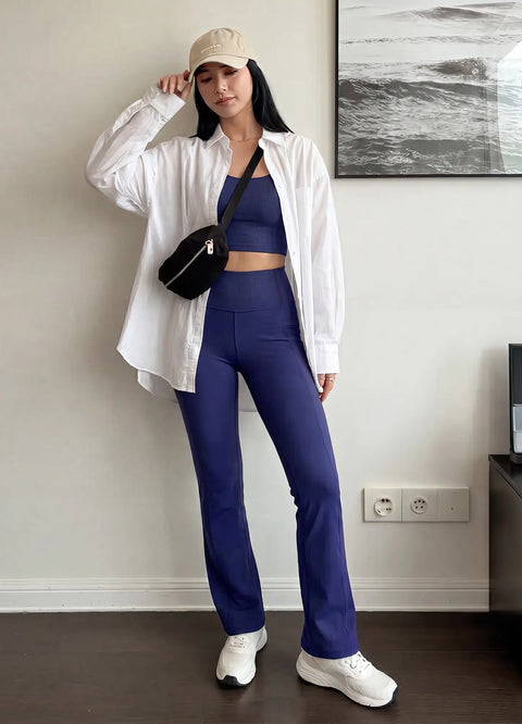 Straight Pants with Pockets- Navy ā styled for active