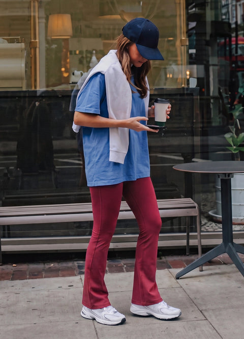 Flare Pants - Burgundy — styled for casual