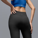 Limitless snatched mid waisted ribbed leggings - BLACK