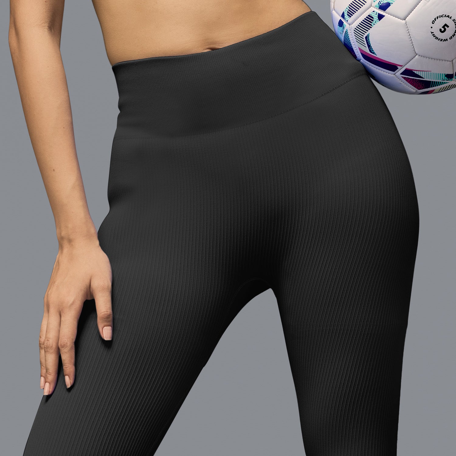 Limitless snatched mid waisted ribbed leggings - BLACK