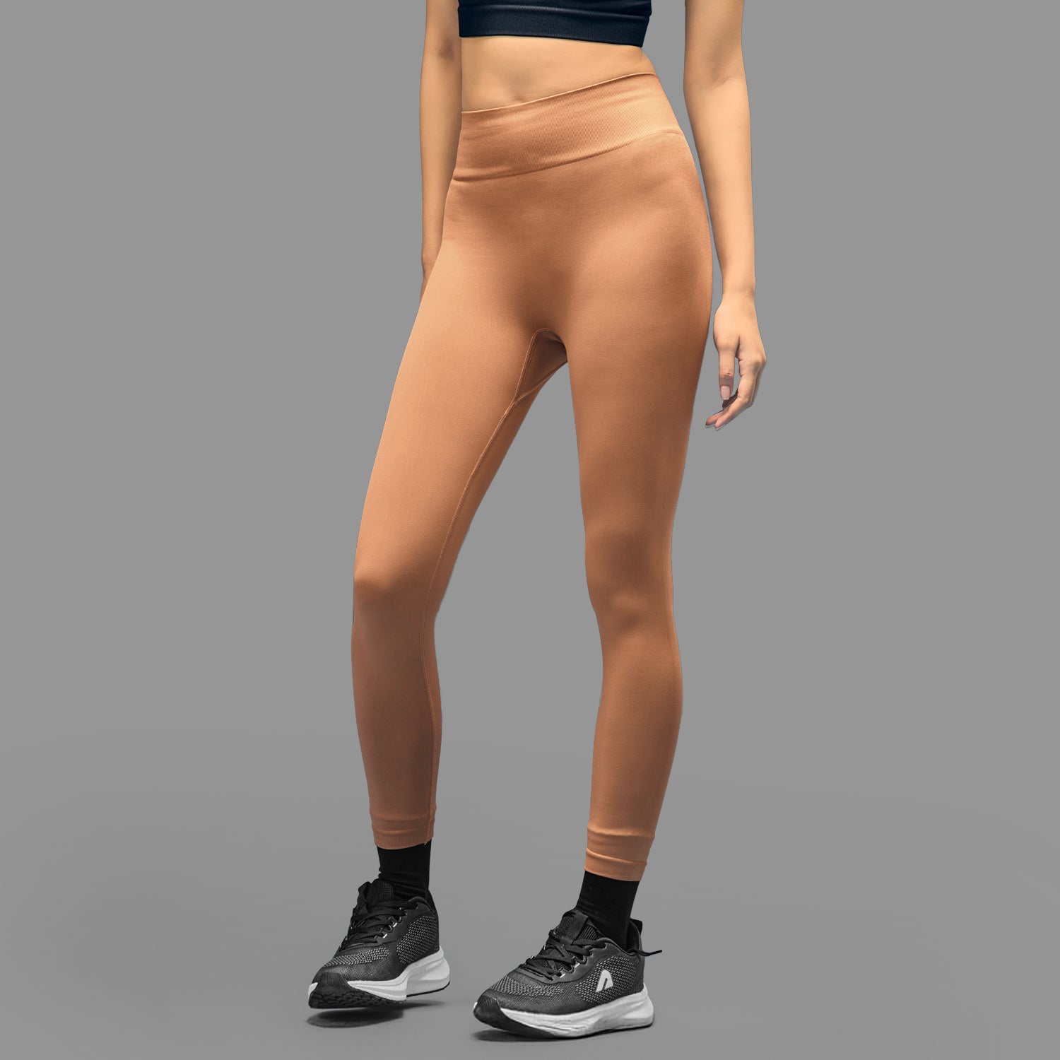 Limitless snatched ribbed waistband & Ruched back legging - BROWN