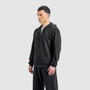 Men Jet Black Zipper Hoodie