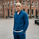 Men Sailor Blue Half Zipper Jacket