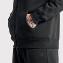 Men Jet Black Zipper Hoodie