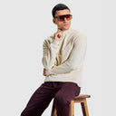 Men Whitecap Grey Half Zipper Jacket