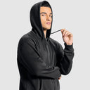 Men Jet Black Zipper Hoodie