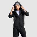 Men Jet Black Zipper Hoodie