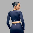 Limitless Snatched ribbed long sleeve top- Navy Blue