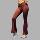 Limitless snatched Ruched back Flare Pants - Brown .