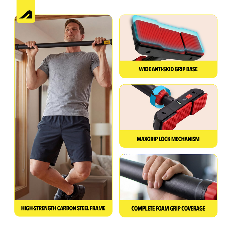 TitanGrip Pull Up Bar- Black Red