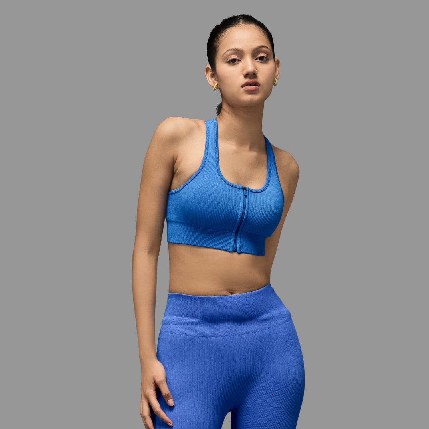 Limitless Snatched ribbed sports bra - Royal blue